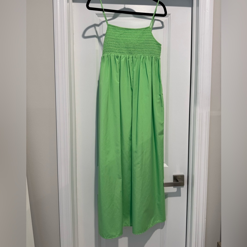 zara green tank top maxi dress